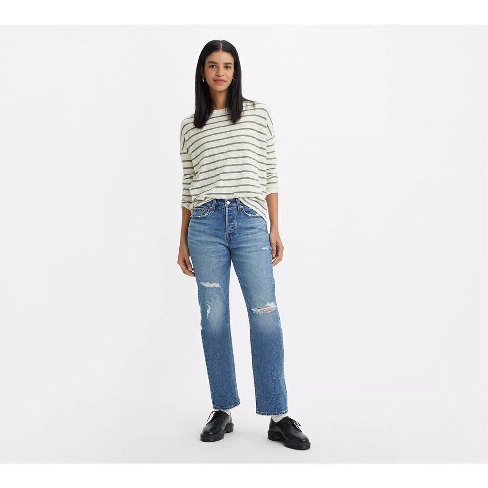 Levi's Premium Womens Medium Wash Blue Wedgie Straight Fit Jeans Size 27